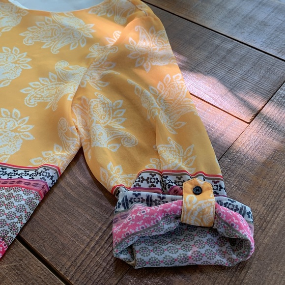 Polyester Flowy Lined Blouse, Yellow, Pink, Black, L-XL - Picture 5 of 9